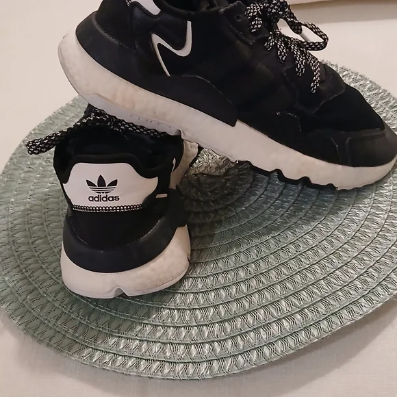 adidas Black and White Mesh Athletic Shoes - Picture 2 of 5